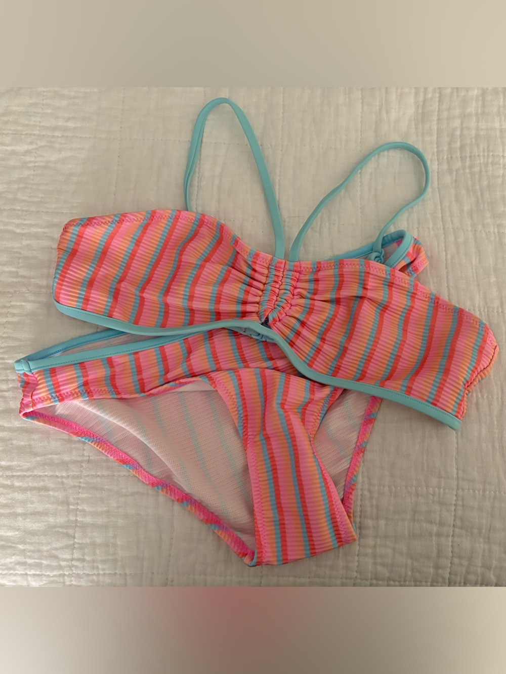Zara Pink and Aqua Striped Girls' Swim Bikini set